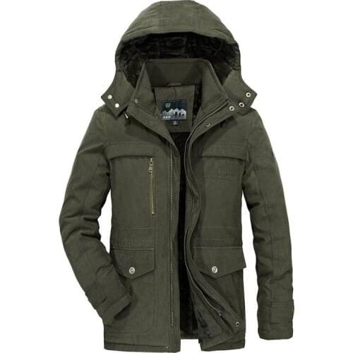 SRTM Mens Slim Hooded Coats Warm Thick Men Cotton Coats Parkas 2019 Winter Khaki Casual Male warm Jacket Large Size M-5XL