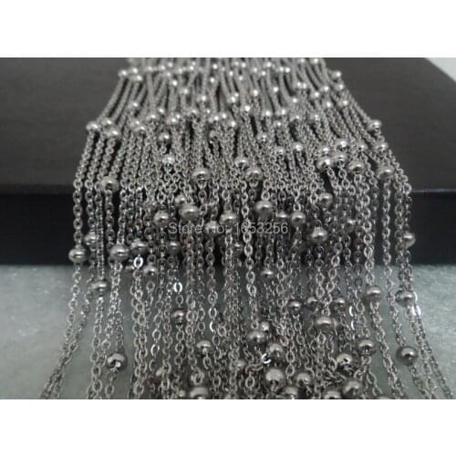 Lot 10 Meters Stainless Steel Sheet With 4mm Beads Link Chain Jewelry Finding /Marking Chain in bulk