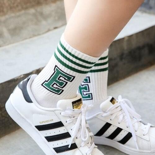 Socks Womens Spring Summer New College Style Alphabet Letter Cotton Tube Womens Socks Trendy Sports Socks Manufacturers