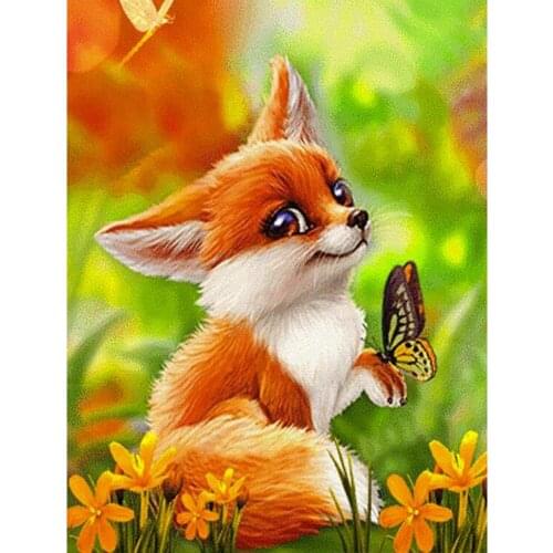 New Full Square Round Mosaic DIY 5D Diamond Painting Animal fox 3D Diamond Embroidery picture crystal Home Decoration art DF43