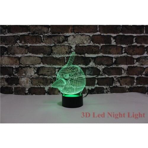 New Arrival 3D Led Bird Nursery Night Light 7 Colors changeable Creative Carton Bird Nursery Nite Lite YJM-2842