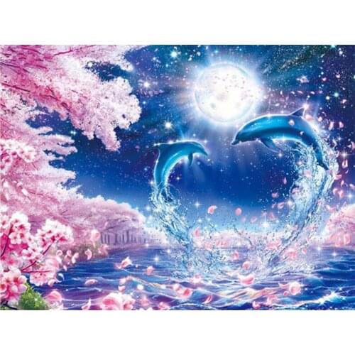 New Diamond Embroidery Icon 5D DIY Diamond Painting dolphin Full Square Diamond Mosaic Rhinestone Decoration Paintings Kit FZ812