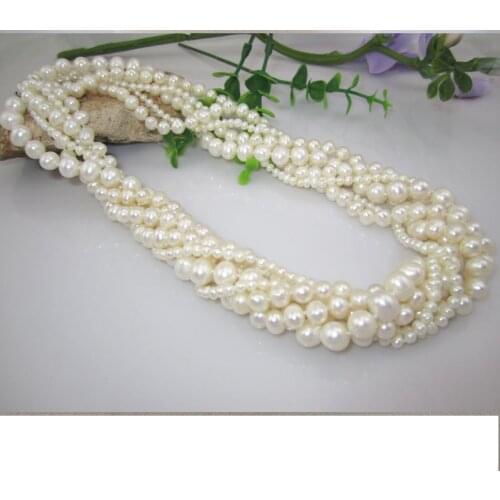 OL Free Shipping Fresh Water Pearl Necklace For Women Multilayer nearround Fashion women Jewelry
