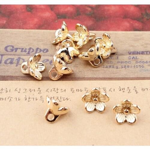 Wholesale Price 100PCS Gold Tone Floral Alloy Caps DIY Necklace Pendant Craft Bracelet Phone Chain Keyring Pendant Charm Decor