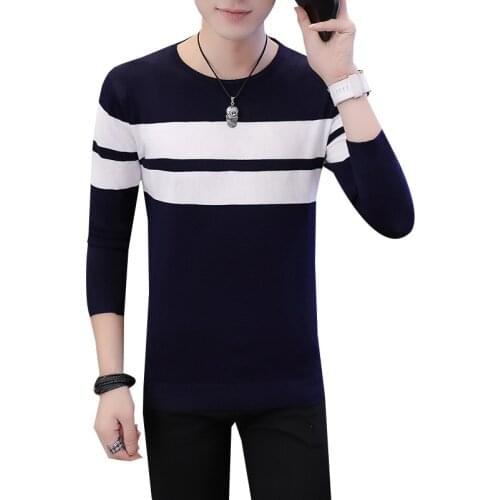 M-3XL Sweater Men 2018 New Arrival Casual Pullover Men Autumn O-neck Patchwork Quality Knitted Brand Male Sweaters Plus Size