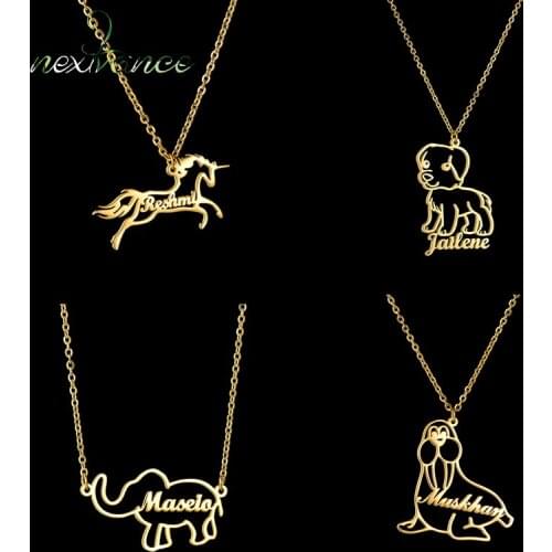 Nextvance Animal Custom Stainless Steel Necklace Personalized Name Dog Horse Pendant Family Baby Best Creative Jewelry Gift