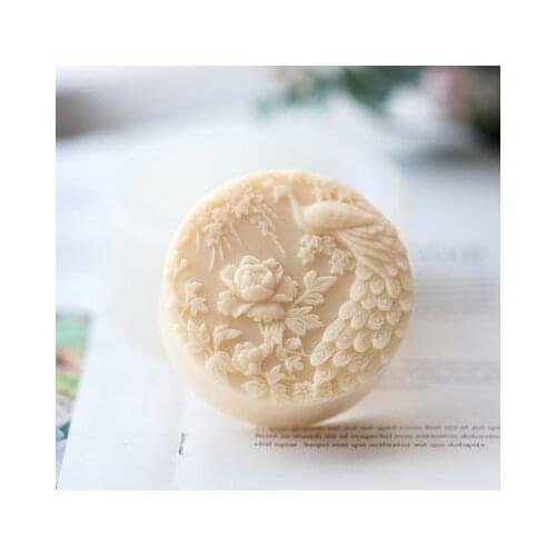 PRZY Silicone Mold Silicone Soap DIY Handmade Mold Peacock with Flowers Handmade Soap Making Moulds Resin Clay Molds