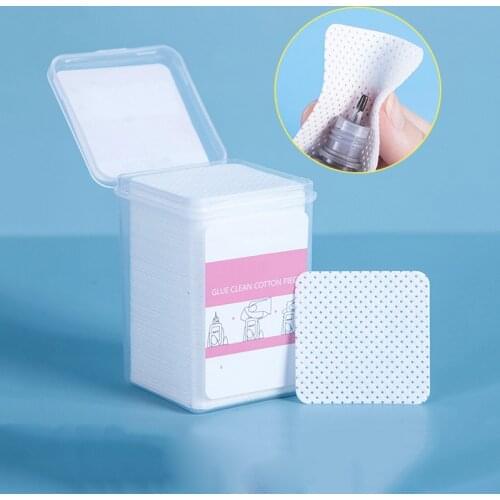 200Pcs Eyelash Glue Remover Wipe Lint-Free Nail Polish Cotton Wipes Gel Tip Nail Art Cleaner Remover Paper Cleaner Pads With Box