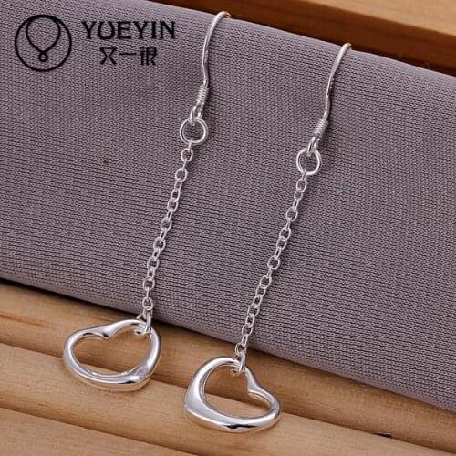 Heart shape earrings Wholesale silver plated long Dangle earrings for women wedding jewelry nausnice ornaments