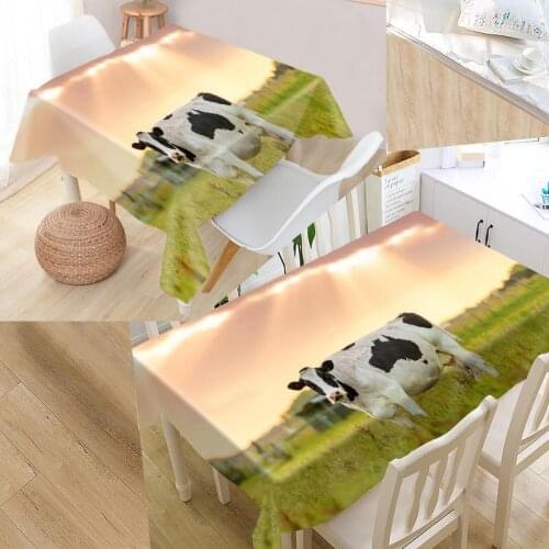Custom cow Pattern Tablecloth Waterproof Oilproof Rectangular Home Wedding Tablecloth Textiles