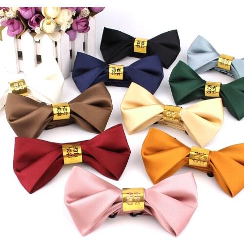 Wedding Bowtie Fashion Satin Bow tie For Men Women Bow knot Adult Black Red Bow Ties Cravats Solid Color Groomsmen Bowties Gifts