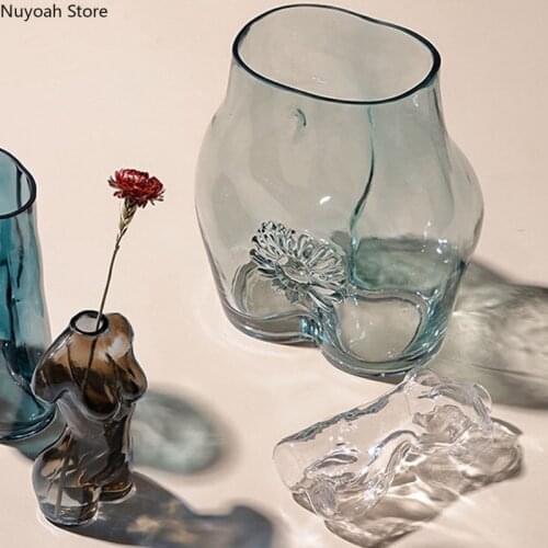 Creative Human Body Shape Glass Vase Hydroponic Flower Ornaments Home Art Decoration Furnishings Modern Living Room Decoration
