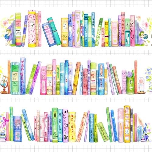 Vintage Colorful Books Washi Tape for Card Making Bullet Journal DIY Scrapbooking Label Sticker