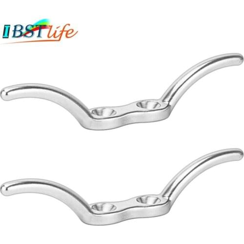 2PCS Marine Grade SS316 Flagpole Cleat Hook Fixed Hook Flag Rope Cleat Flag Halyard Boat Securing Tie Down DocksTarps Awnings