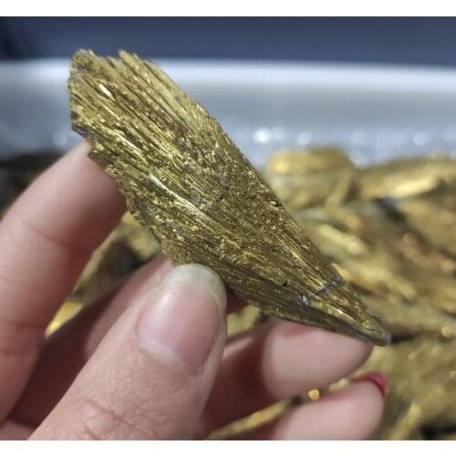 1pcs 20-30g natural stones and minerals black tourmaline rough stone electroplated golden