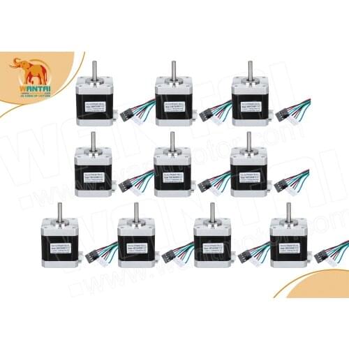 10pcs Nema17 42BYGHW811L20P1-X2 0.48N.m(70oz-in) 48mm 2.5A 3.1V 48mm D-Shaft With Connector for 3D printer robotic