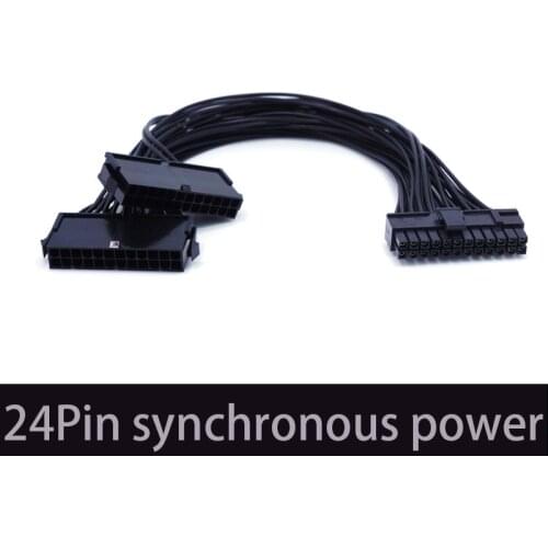 24Pin Power Supply Synchronizer Male To Female ATX Mining 30cm 24 Pin Dual PSU Extension Cable For Computer Adapter For Mining