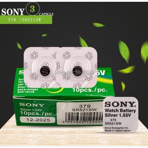 3PCS Sony Single grain packing 1.55V Button Coin Cell Batteries 379 SR521SW D379 V379 V520 280-59 GP379 SR63 AG0 618 JA LR521