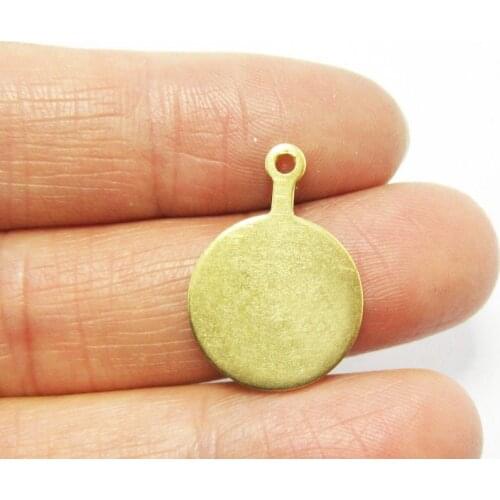 Brass charms 22.5x16x1mm Round earrings charm with bail Brass findings -30pcs R803