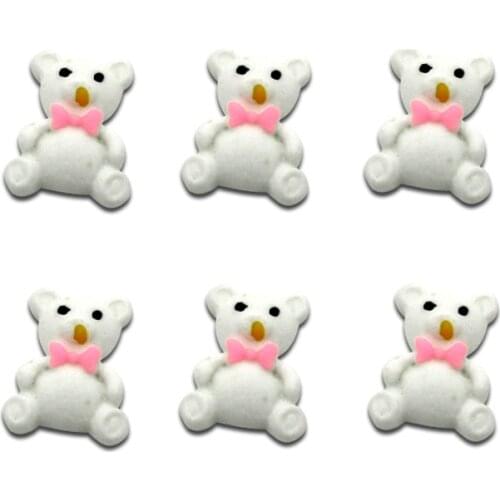 30Pcs Lovely White Animal Bear Resin Decoration Crafts Beads Flatback Cabochon Scrapbook DIY Embellishments Accessories