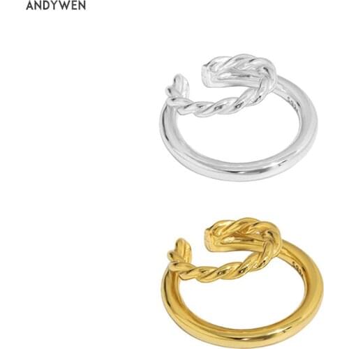 ANDYWEN 925 Sterling Silver 2021 Irregular Geometric Twist Plain Circle Double Circle Earcuff Earring Clips Jewelry Gift