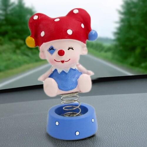 Car Ornament Cute Decoration Shaking Head Clown Doll Kids Gift Automobiles Interior Dashboard Toy Funny Automotive Accessories
