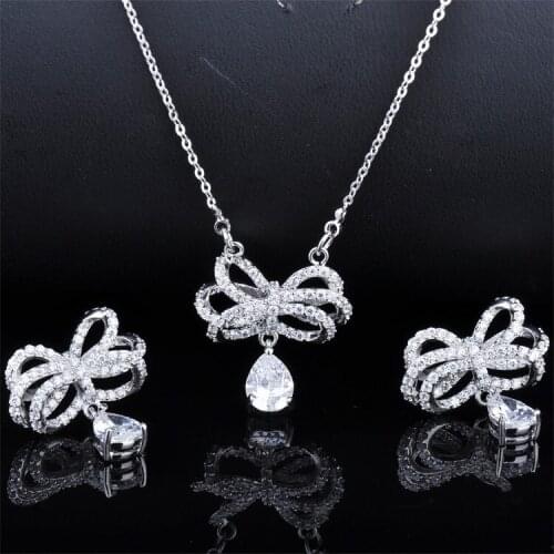 Free Shipping 2014 Fashion Gift Jewelry Luxury Rhinestone CZ Necklace/Earrings Woman Jewelry Sets For Women GLDT0673