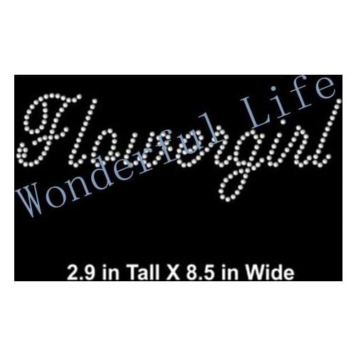 Free shipping Wedding flower girl Rhinestone Iron On Transfer for Party Dress Decoration