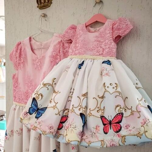 Kids Lace Dress For Girls Elegant Wedding Party Princess Dress Children Birthday Evening Communion Clothes Bridesmaid Prom Gown