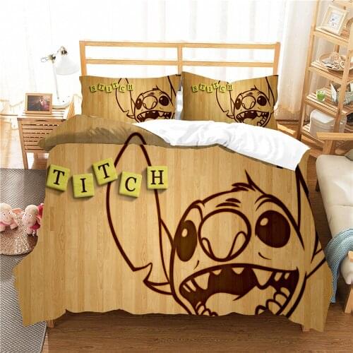 Disney Lilo & Stitch Bedding Set Home Textiles Boys Girls Birthday Gifts Bed Linings Duvet Cover with Pillowcases Children Decor