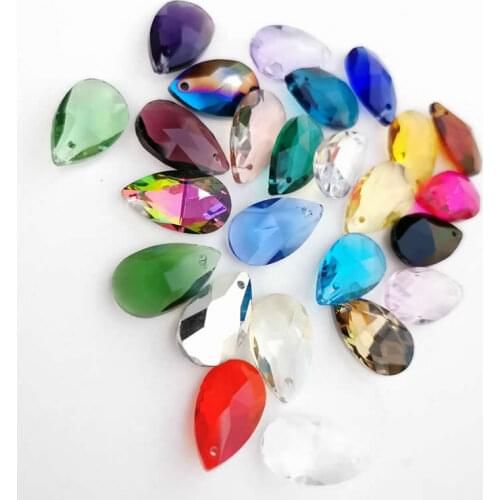 Faceted Hole Crystal Glass Rhinestones Teardrop Loose Beads Jewelry Beads Accessories DIY Necklace Bracelet 8X12mm 10X14mm