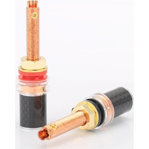 Hi End Audio Carbon fiber Binding post Copper plate Speaker Terminal hifi speaker amp long Binding post