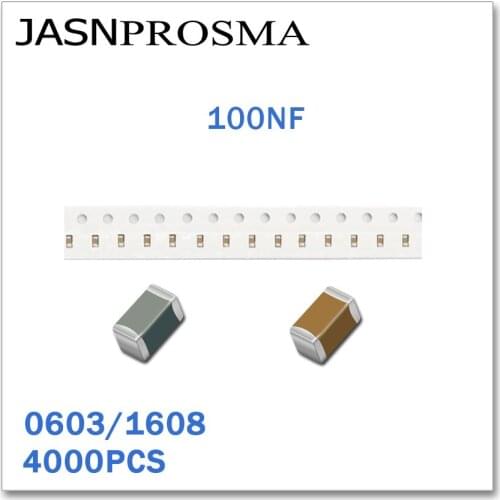 JASNPROSMA 4000PCS 0603 1608 X7R Y5V RoHS 25V 50V 10% 20% 100NF 104 SMD High quality Capacitor K Z New goods 0.1UF