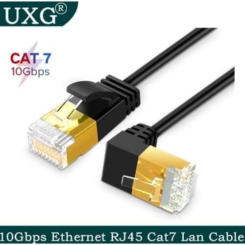 10Gbps Ethernet Cable RJ45 Cat7 Lan Cable UTP RJ45 Network Cable for Cat6 Compatible Patch Cord 90 Degree Right Angle 0.5m 1.8M