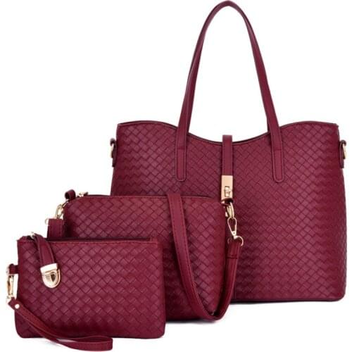 3 Pieces Set Woman Bags Sac Fashion Woven Pattern Handbag Three Piece Shoulder Bag Messenger Bag Torebka Damska Сумка Женская