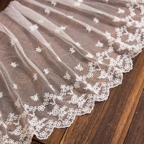 2020New high quality lace trim 2yards/lot 32cm width needlework lace for sewing white lace fabric handmade craft accessories