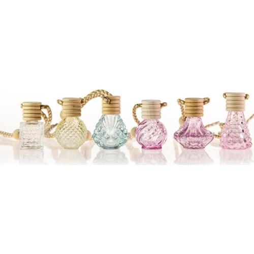 Small Glass Clear Empty Perfume Bottle, Car Pendant Personalized Gifts, Wood Cap Empty Glass Perfume Bottle SN1247