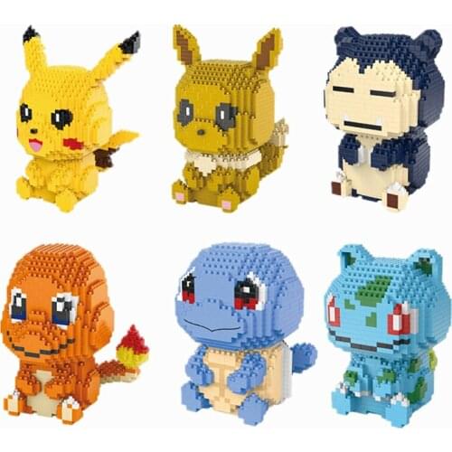 Mini Building blocks 3D DIY Small Particles Assembled Educational Toys Pokemon Bulbasaur Charmander Eevee Squirtle Snorlax