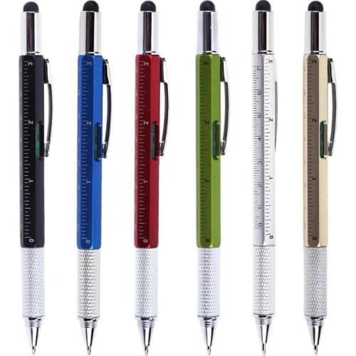 1Pc Multifunction Tool Ballpoint Pen Screwdriver Ruler Spirit Level Ball Pen Scale Stylus Touch Screen Capacitive Canetas Office