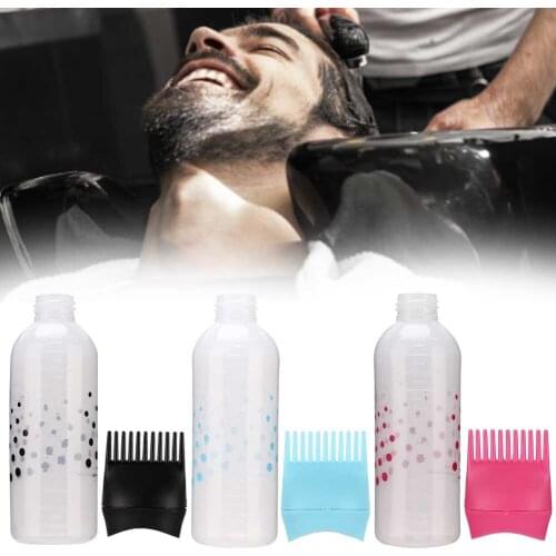 1Pc 170ML Multicolor Plastic Hair Dye Refillable Bottle Applicator Comb Dispensing Salon Hair Coloring Hairdressing Styling Tool