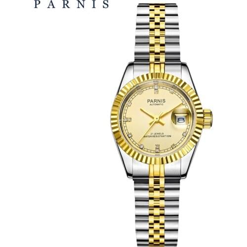Royal Style Mens Womens Mechanical Watches Parnis Luxury Lovers Automatic Watch 26mm Japan 21 Jewel Stainless Steel Watch