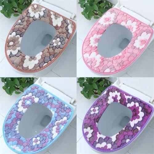 Soft And Comfortable Flannel Printed Toilet sSeat Washable Toilet Seat Cover Top Cover Pad Bathroom Decoration