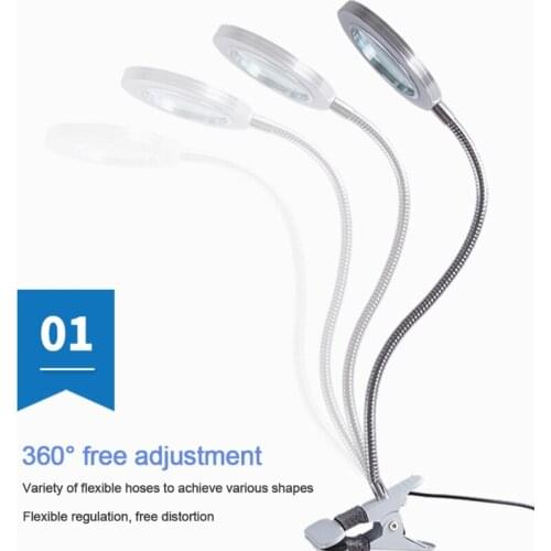 Desktop Magnifying Glass Lamp Compatible Soldering Iron Repair/Table Lamp/Makeup/Reading 360°Flexible