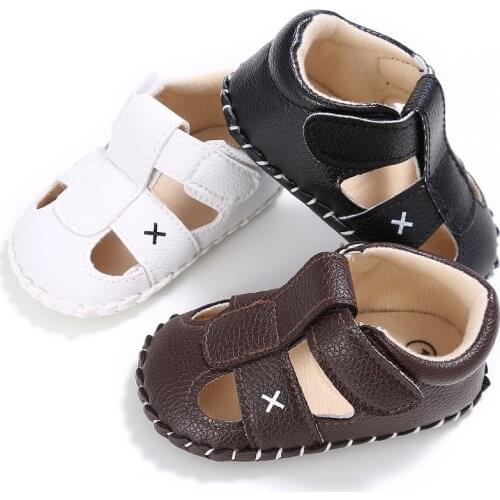 Newborn Infant Toddler Baby Boys Shoes Summer Pu Leather First Walker Crib Footwear Soft Rubber Sole Prewalkers Fashion Shoe