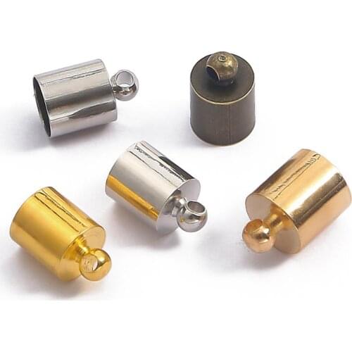 50pcs/lot Tassel Leather Cord End Crimp Caps Beads 3 4 5 6 7 8 9 10 mm End Tip Cap For DIY Necklace Jewelry Making Findings