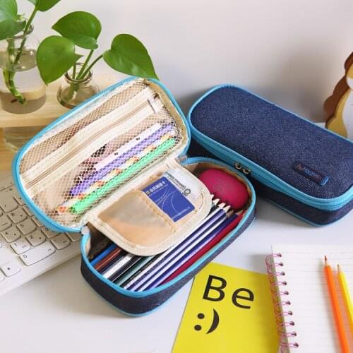 Creative Multifunctional Canvas Pencil Case Denim Fabric Pencil Case For Student New Stationery School Supplies Kids Gift