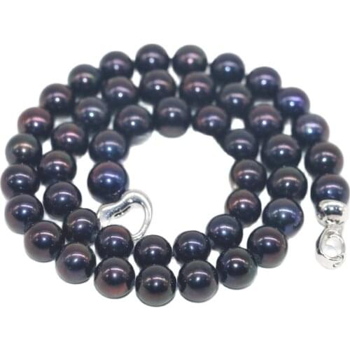 MADALENA SARARA 11mm AAA Freshwater Pearl Necklace Black Pearl Strand DIY Beaded Making 100% Guarantee