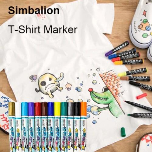 Strong Cover! Simbalion Fabric Marker Metalic Pens Direct Ink Cloth Paint Professional Permanent Marker Art Supplies DFM-240