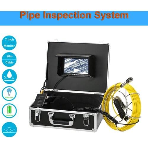 23mm Lens Industrial Endoscope 7 Inch LCD 20M Cable Waterproof Pipeline Drain Sewer Industrial Endoscope With 12Pcs LED Lights