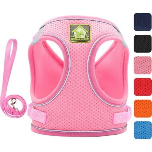 Cat Dog Adjustable Vest Walking Lead Leash For Puppy Dogs Collar Mesh Harness For Small Medium Pet Chest Harness For Cats set